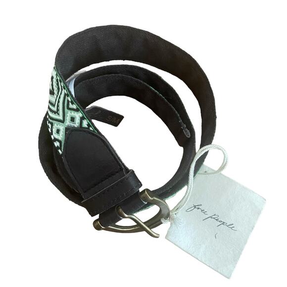 NWT Free People Moving To Mars Belt Jaded Jungle Green S/M Geometric Bohemian - Picture 5 of 9
